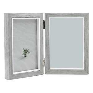 Picture Frame 4X6in Rustic Grey Photo Frames Wooden Hinged Folding,Wedding3711 - Picture 1 of 7
