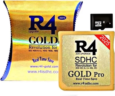 R4 SDHC Gold Pro Adapter with 32 GB Micro SD with YS Menu with 500 in 1 Will Wor - Image 1 of 4