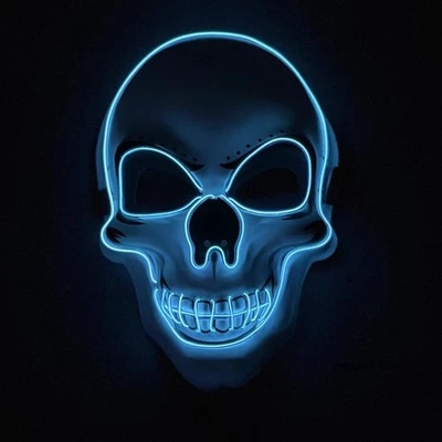 LED Skull Purge Mask Light Up Costume Rave Cosplay Halloween Party Gift Prop Toy - Image 1 of 4