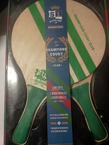 Silver One International Champions Club Court 2 Wood Paddles 2 Paddleballs K1 - Picture 1 of 1