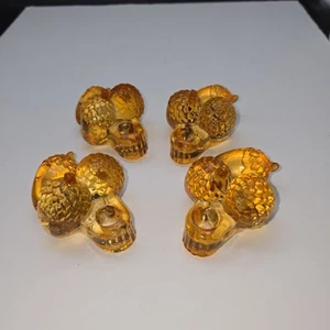 Williams Sonoma Fall Amber Glass Acorn Candle Taper Holders - Picture 1 of 7