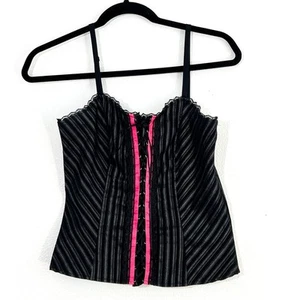 Vintage Finesse Corset Top Womens M Goth Retro Y2K Lace 00s Laced Stretch - Picture 1 of 7