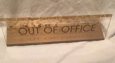 OUT OF OFFICE Acrylic Glitter Desk Sign Papyrus PRGCO LLC MCM - Image 1 of 4