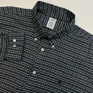 Brooks Brothers Regular Shirt Men's XL Green Long Sleeve Plaid Button Down - Picture 1 of 6