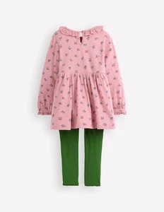 Conjunto túnica acanalada Mini Boden rosa/verde niñas 4-5 años nuevo con etiquetas - Imagen 1 de 2