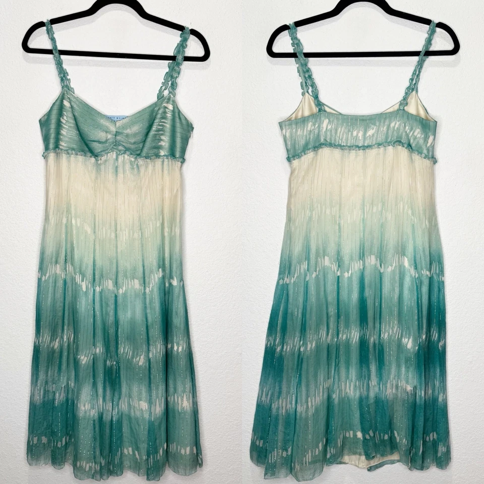 Mini Vestido Antonio Melani Y2K Seda Hada Océano Brillante Babydoll Cintura Imperio Foto 1 de 4