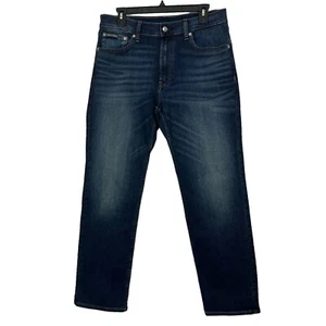 Pantalones de mezclilla para hombre CALVIN KLEIN talla W33/L30 entrepierna real 29,5” rectos desgastados oscuros - Imagen 1 de 11