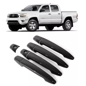 For 2005-2015 Toyota Tacoma / 2003-2009 4Runner GLOSS BLACK 4 Door Handle Covers - Picture 1 of 3