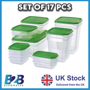 SET OF 17 PCS TRANSPARENT FOOD CONTAINERS GREEN - CHEAPEST ON EBAY - Picture 1 of 9