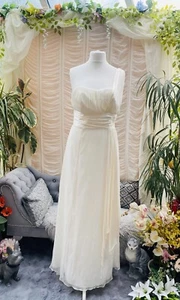 Maxi Dress 100% Silk Monsoon Special Occasion One Shoulder Ivory Size 16-18 UK - Picture 1 of 21