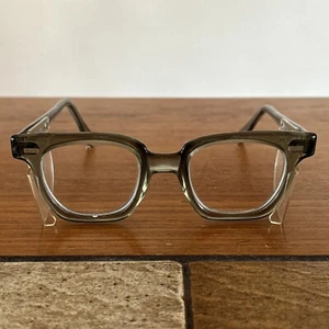 Vtg 60s PI Frames Eyeglasses Smoke Green Johnny Depp frame 48 Nerd Safety - Picture 1 of 18