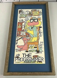 T Hinkley 1985 The Programmer Office Cartoon Plaque Sign Frame Art Vintage RARE - Picture 1 of 6