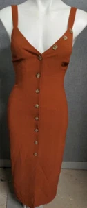 Song Of Style Dress Womens XS Burnt Orange Button Front V-Neck Split Midi - Picture 1 of 11