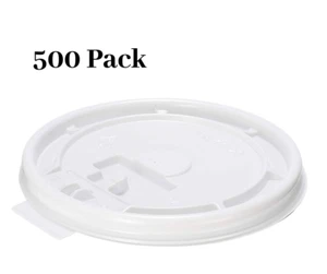 500 Pack - 90mm White Flat Tear Back Lids for Hot Cup, Coffee Cup, Paper Cup - Picture 1 of 4