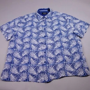 Nat Nast Button Up Shirt 2XL XXL Blue Floral Aloha Silk Blend Casual Mens - Picture 1 of 9