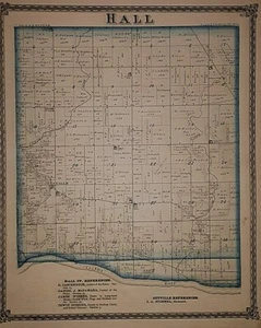 Old Antique 1875 Plat Map ~ HALL Twp., BUREAU Co., ILLINOIS ~ OTTVILLE - Picture 1 of 3