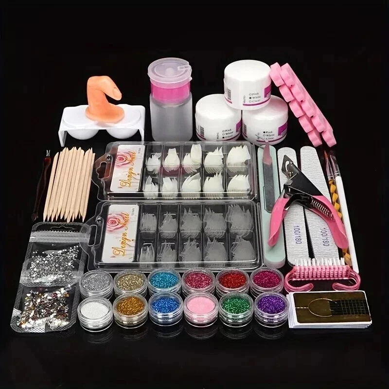 Kit de arte en uñas acrílico herramientas para uñas decoración, juego de puntas de herramientas de polvo brillante Foto 1 de 4