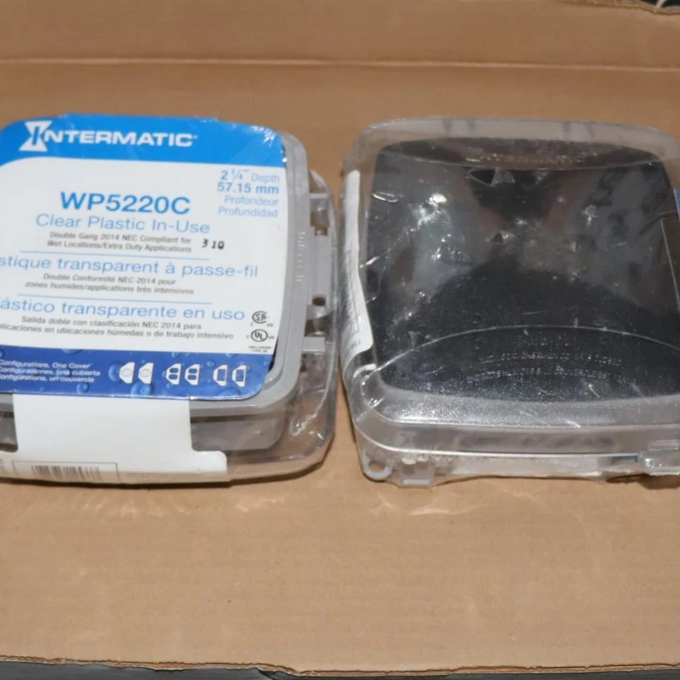 2 PCS Intermatic Clear In Use Plastic Switch Outlet 2 Gang Cover Plate WP5220C - Image 1 of 1