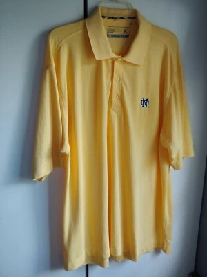 NOTRE DAME YELLOW POLYESTER POLO SHIRT MINT COND XL Cutter & Buck - Image 1 of 4