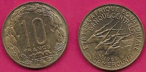 EQUATORIAL AFRICAN STATES,CAMEROUN 10 FRANCS 1969 AU CURRENCY UNION,THREE GIANT  - Picture 1 of 1