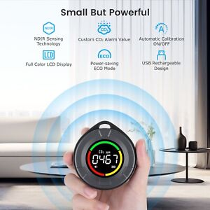 INKBIRD Portable CO2 Monitor 2-Alarm Air Quality Detector Sensor Color Display