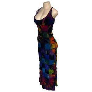 Maxi Vestido Tye Dye Patchwork Diseño Único, Vestido de Encaje Espalda Abierta, Verano Playa - Imagen 1 de 9