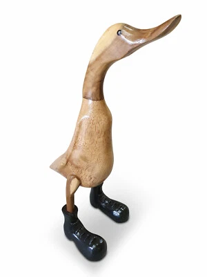 Patos de madera con botas de goma decoración de jardín de bambú decoración Foto 1 de 4