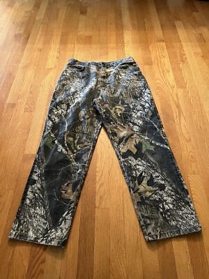 Cabela's Size 16 Regular (32x30) Camouflage Denim Pants Cotton Mossy Oak Breakup - Image 1 of 4