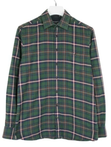HACKETT Green Brushed Plaid Slim Fit Shirt Men's MEDIUM Pocket Button-Up - Picture 1 of 10