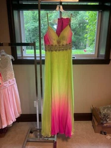 Precious Formals Posh Neon Pink Limette Ombre Kleid Dress Gr. 2 Neu mit Etikett SALE! - Bild 1 von 4