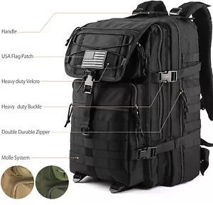 45L Military Tactical Backpack Oxford Waterproof 3P Assault Pack Molle Rucksack - Picture 1 of 28