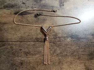 Goldfarbene Kette Halskette mit einer baumelnden Kette Quaste 19" - Bild 1 von 2
