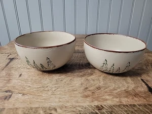 Park Designs Rustic retreat Evergreen Trees Cereal Bowls set of 2 Gloss Finish.  - Picture 1 of 9