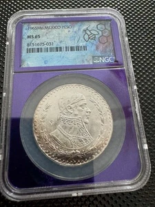 1965 Mo Mexico 1 Peso Silver Coin – NGC MS65 – Morelos – High Grade Uncirculated - Picture 1 of 4