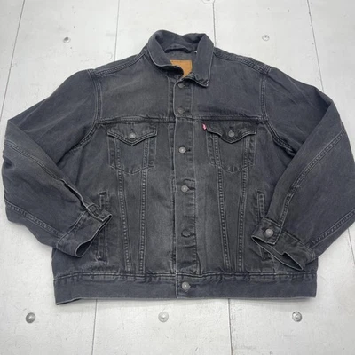 Chaqueta Levis Premium Para Hombre XL Negra Denim Calce Vintage Camionero Abotonada Foto 1 de 4