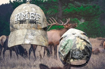 Camo Rocky Mountain Elk Foundation Hat Cap RMEF wapiti Hunting 6x6 - Image 1 of 4