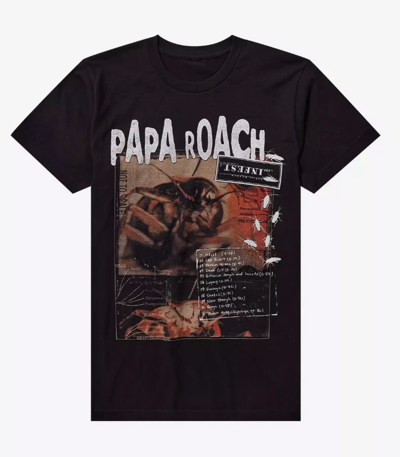 PAPA ROACH Infest Tracklist Official Band Black T-Shirt LARGE NEW - Image 1 of 1