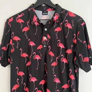 Polo de golf Bad Birdie para hombre talla grande negro flamenco - Imagen 1 de 8