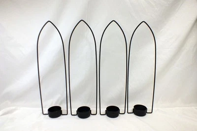 Vintage Tea Votive Pillar Candle Holder Hanging Arch Black  18" Set of 4 - Image 1 of 4