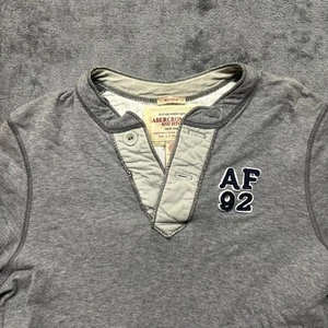 Vintage Abercrombie & Fitch Hemd Herren Small grau Henley Muscle Fit Preppy Y2K - Bild 1 von 10