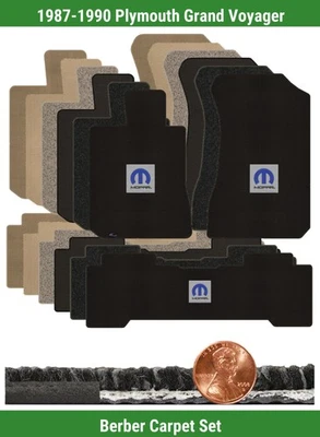 Conjunto de tapete berbere personalizado para '87-90 Plymouth Grand Voyager com logotipo (3 peças) #115Q - Imagem 1 de 4