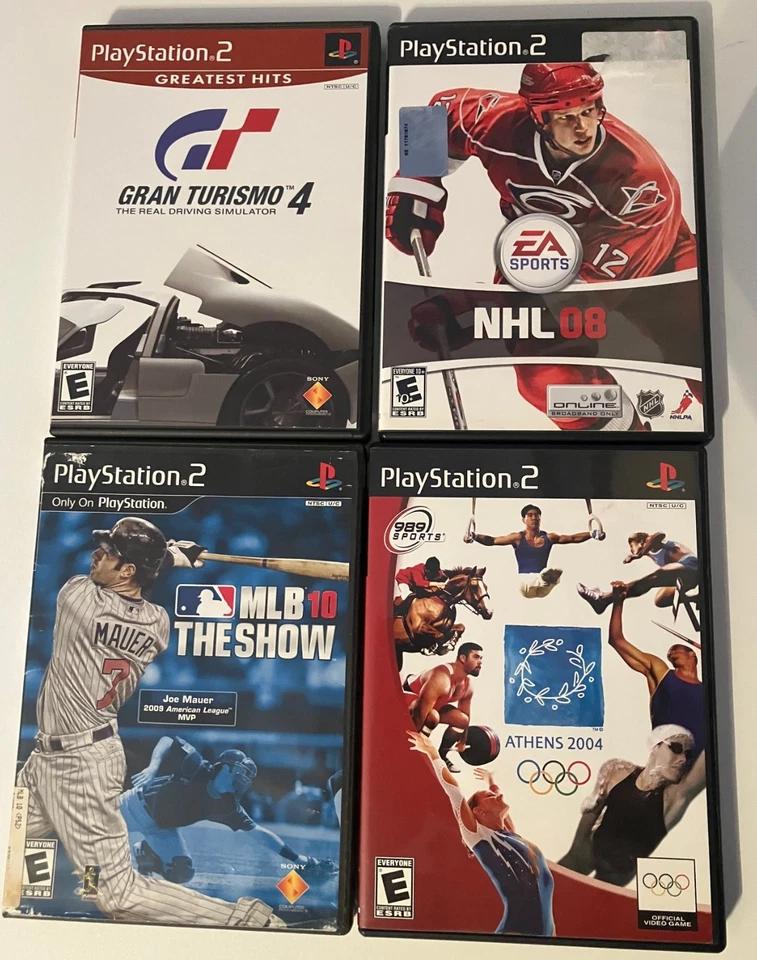 Лот из 4 игр Sony PlayStation 2 PS2, MLB 10, NHL08, GRAN TURISMO 4, ATHENS 2004 - Изображение 1 из 1