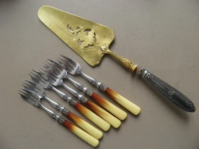 Pelle à tarte Vermeil et petites fourchettes, cuisine, arts de la table - Photo 1/4