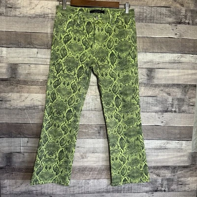 J Brand Women’s Jeans Size 29 Denim Lime Green Boa Mid-rise Cropped Flare - Image 1 of 4