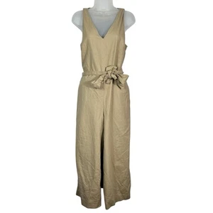 J. Crew beige hellbraun Leinenmischung weites Bein Taille binden Overall atmungsaktiv Reise 12 - Bild 1 von 9