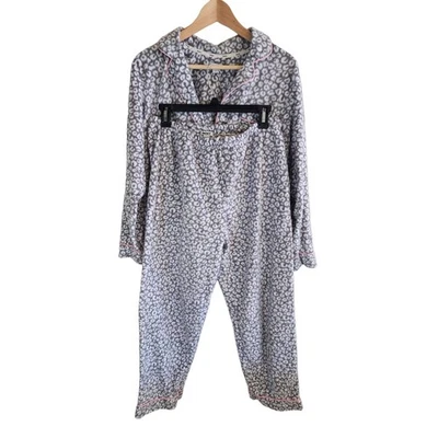 Juego de 2 pantalones de pijama DKNY gris y blanco estampado polar mangas largas LRG Foto 1 de 4