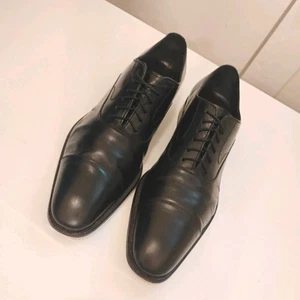 Salvatore Ferragamo Men's Leather Cap Toe Handmade In Italy Shoes Sz 9.5 D - Picture 1 of 17