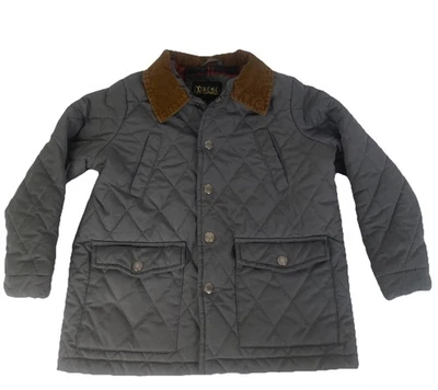 iXtreme Gray Quilted Barn Jacket Boys Size 5 Brown Corduroy Collar Snap Pockets - Image 1 of 4