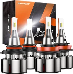 LED Headlight Bulbs 9005 H11 Combo 6000K 72000LM Cool White Pack of 4 - Picture 1 of 8