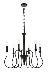 Chandelier Black Rustic Farmhouse Dining Room Kitchen Candlestick Light Fixtures - Picture 1 of 8